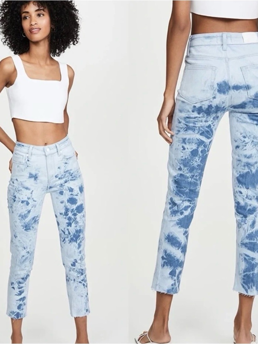 PAIGE HOXTON Slim Crop Tie-Dye Jeans